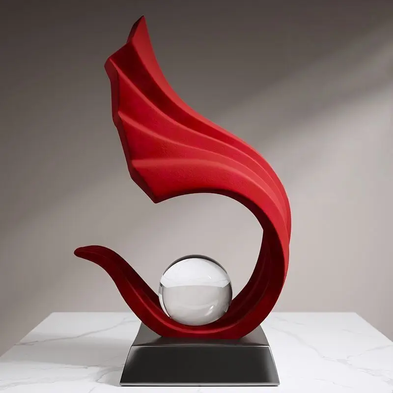 Crystal Ball Resin Sculpture Fengshui Decoration Home Room Entrance Statue Accessories Hotel Office Desk Furnishing Ornaments