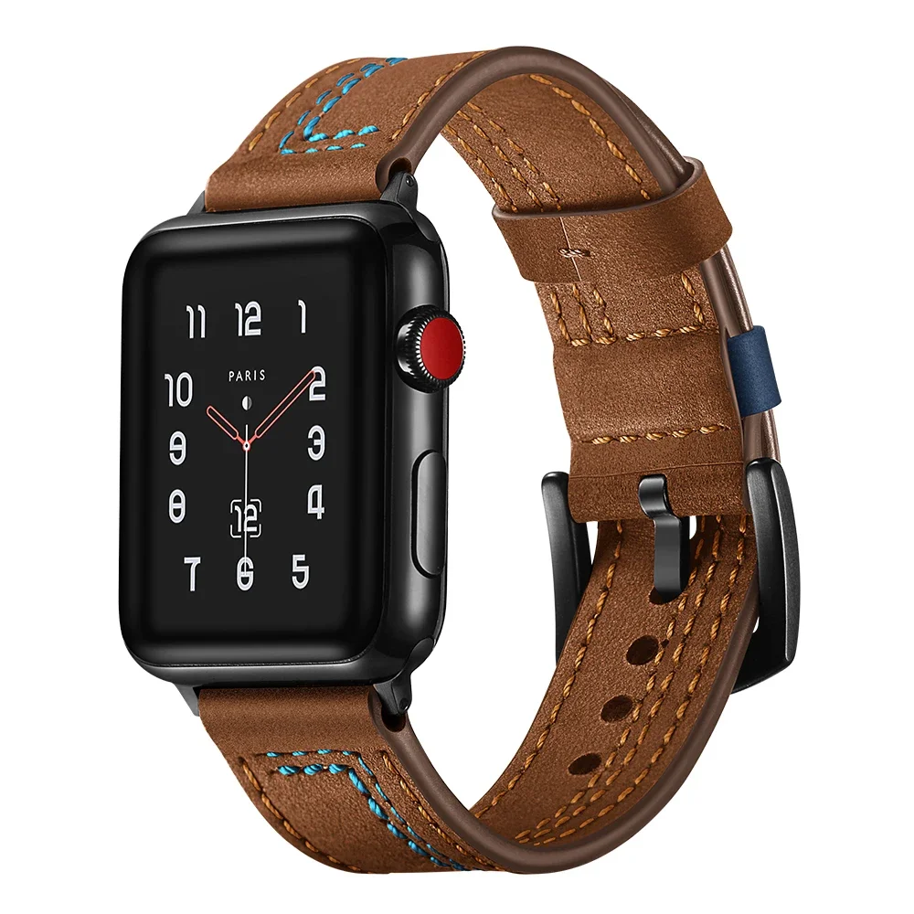 Premium Leather Strap For Apple watch Ultra/2 9 8 7 46mm 45mm 44mm 42mm 41mm 40mm Classic breathable bracelet iwatch 6 5 4 SE 3