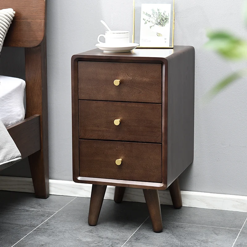 The product can be customized. Solid wood bedside table 30cm40 wide ultra narrow minimalist small walnut color bedroom