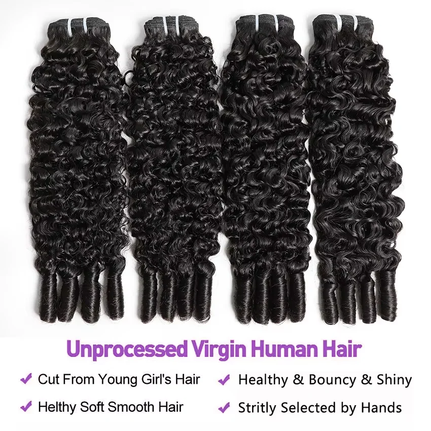 

16A Burmese Curly Human Hair Bundles Deep Wave Bundles Virgin Weave Human Hair Extensions Curly Ends 1/3/4 Pcs Black 30 34Inch