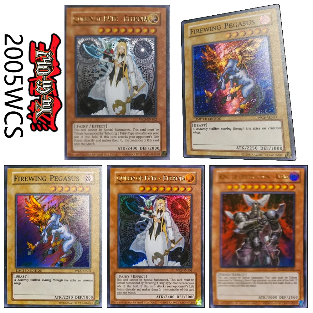

Yu-Gi-Oh DIY 3 шт./компл. 2005 WCS FIREWING PEGASUS QUEEN OF FATE ETERNIA Отракционная коллекционная карта с блестящим марлевым эффектом для мальчиков