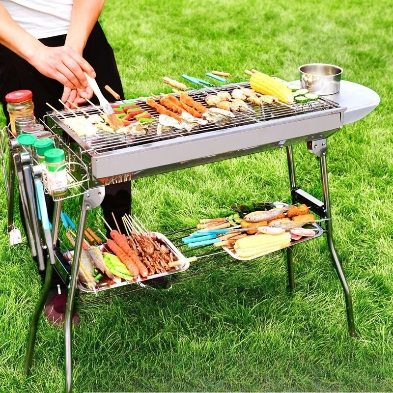 

Портативный складной гриль для барбекю из нержавеющей стали, легкий, простой в очистке, для кемпинга, отдыха на природе, путешествий, барбекю на заднем дворе