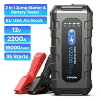 TOPDON V2200Plus 2200A 12V Emergency Portable Vehicle Car Battery Booster Pack Power Bank 2-in-1 Battery Tester and Jump Starter