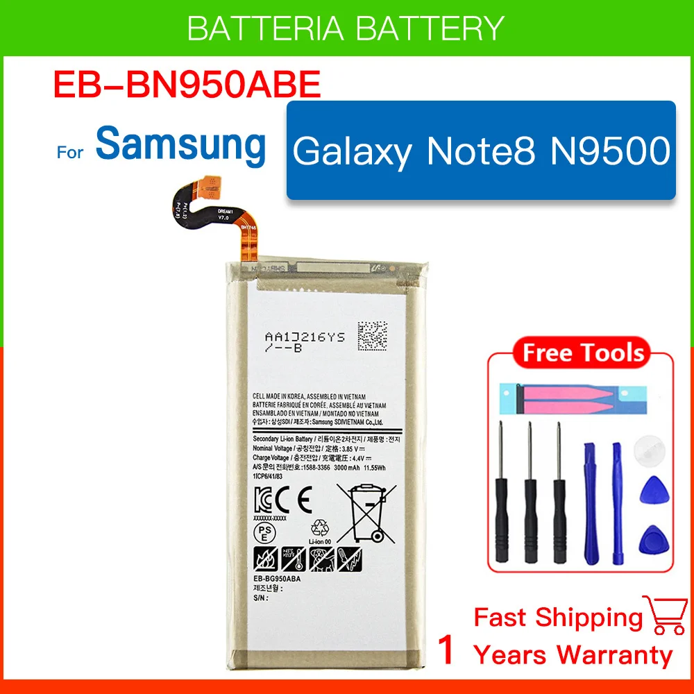 EB-BN950ABE 3300mAh Battery For Samsung Galaxy Note 8 Note8 N950 SM-N950F N950FD N950U/U1 N950W N950N N9500 Batteria+ Tools