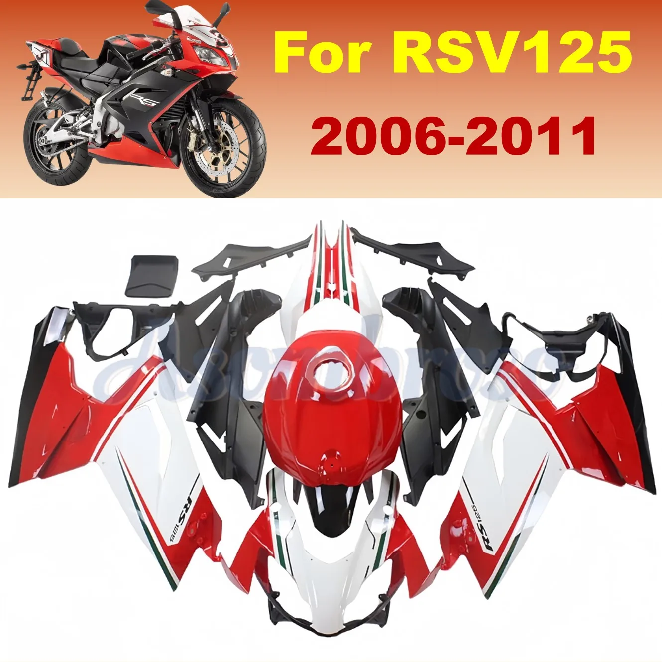 Motorcycle Fairings Kits for Aprilia RS125 2006 2007 2008 2009 2010 2011 RS4 06-11 RSV 125 Advanced Injection Red White Bodywork