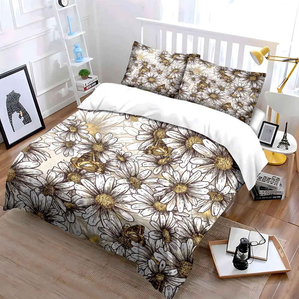 Floral Pattern Three-Piece Set  kid's and adults' bedroom decor, Exquisite three-piece bedding set gift