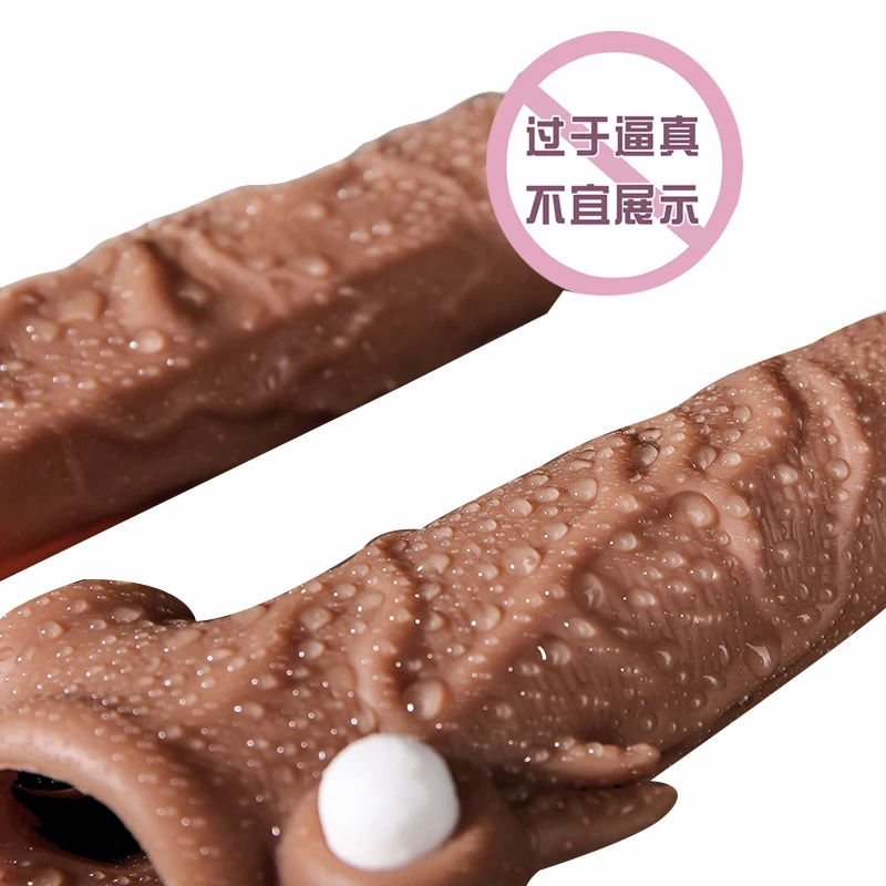 Conjugal Shock Realistic Penis Sleeve Cock Cover Vibrating Penis Vibrator Sleeve Condoms Penis Extension Enlargement Sex Toys