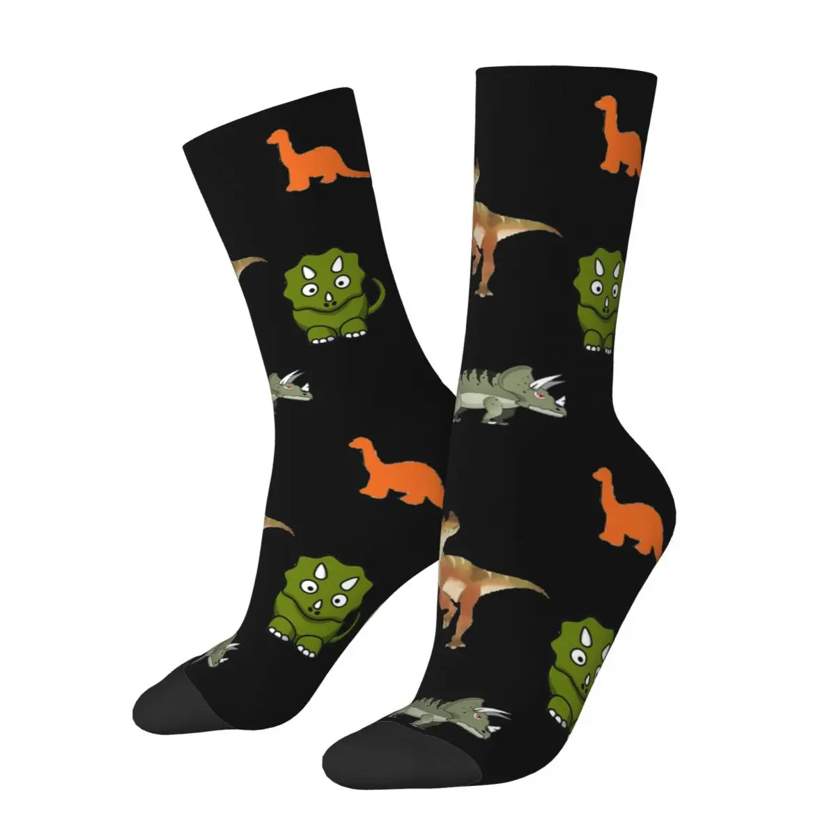 Hip Hop Vintage Many Crazy Men's compression Socks Unisex Extreme Dinosaurs T-Bone Cartoon Street Style Seamless Crew Sock