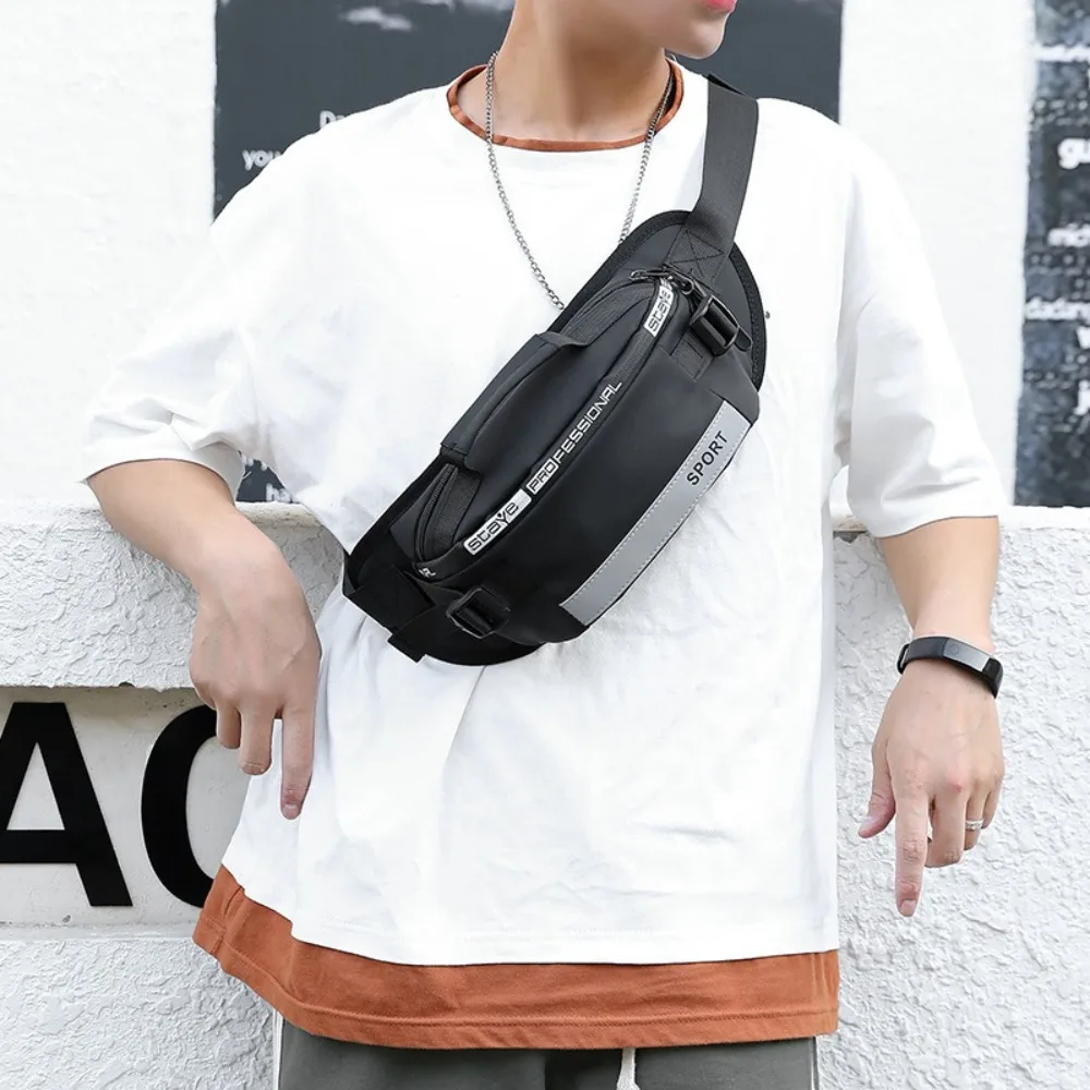 

Fashion Nylon Men Chest Bag Multi-function Large Capacity Fanny Pack Wear-resistant Lightweight Sports Phone Bag Men