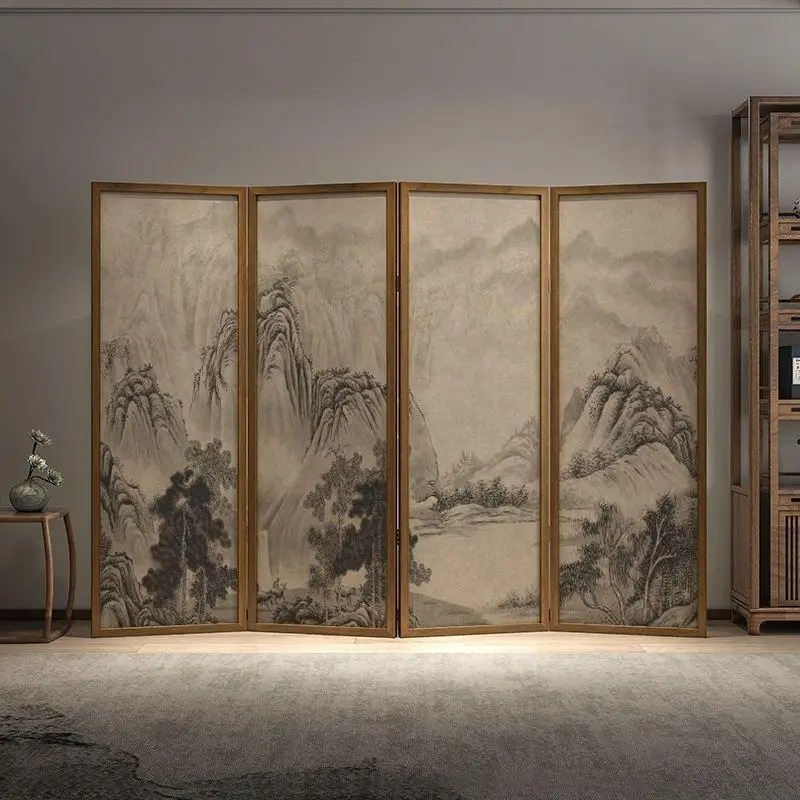 

New Chinese screen frame georgette double-sided Suzhou embroidery hotel home office mahogany seat screen