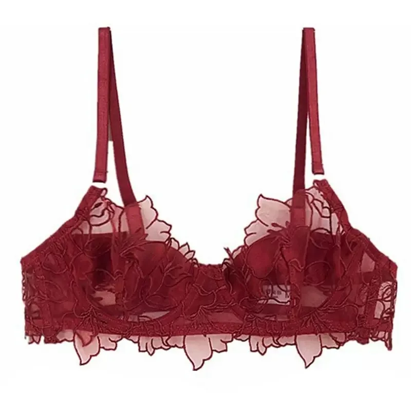 

French Underwear Set Sexy Lace Flowers Embroidery Bra Set Women Intimates Summer Ultra Thin Breathable Bralette Lingerie Panties