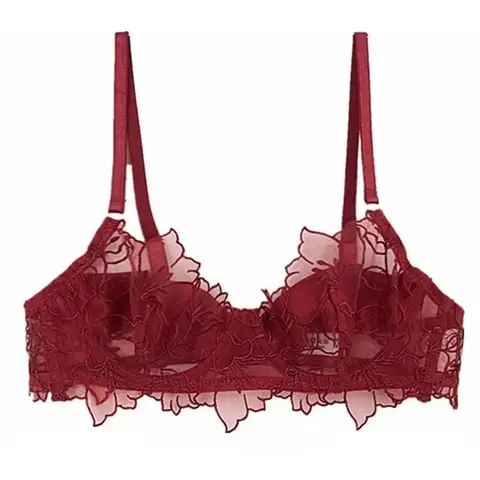 French Underwear Set sexxy Lace Flowers Embroidery Bra Set Women Intimates Summer Ultra Thin Breathable Bralette Lingerie Panties