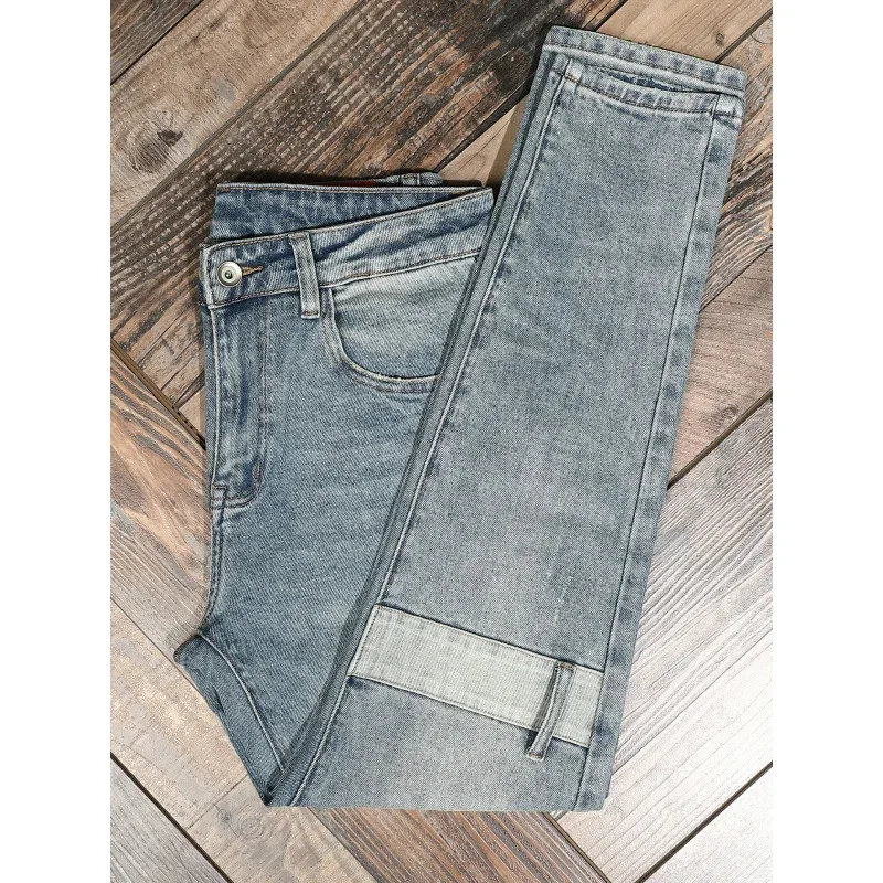 الربط الجينز الرجالي أزياء الرجعية الاتجاه تمتد الدنيم سليم صالح أقدام صغيرة الحنين الشارع دراجة نارية السراويل