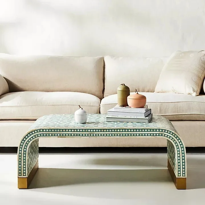 Morocco mosaic waterfall coffee table Nordic light luxury minimalist design coffee table modern simple painted art furniture