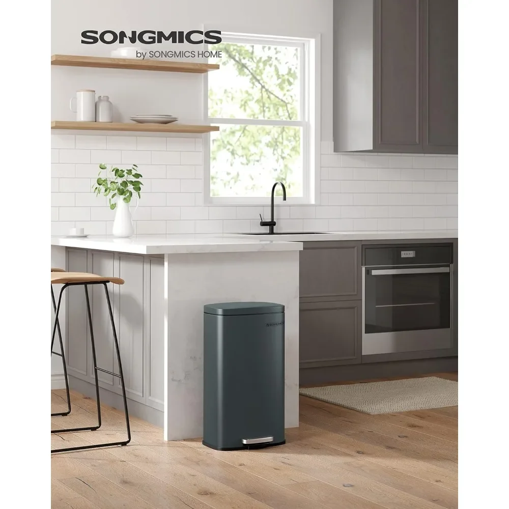

Great Discounts.Trash Can with Lid, 8 Gallon Garbage Can, Stainless Steel Small Waste Bin with Step Pedal and Inner Bucket, Soft