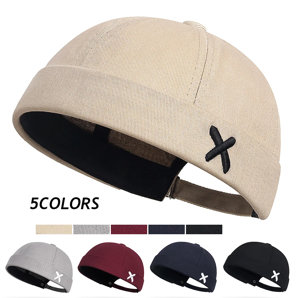 Short Fashion Hat Women Trend Retro Vintage Brimless Melon Skin Hat Fashion Versatile Hat Men Street Hip Hop Cap Without Visor