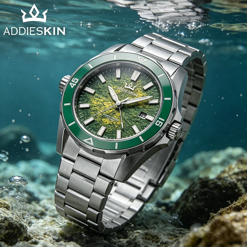 

Miyota 9015 Ultra Thin Automatic Watch ADDIESKIN K005 Green Gradient Dial 200m Waterproof BGW9 Luminous Men's Mechanical Watch