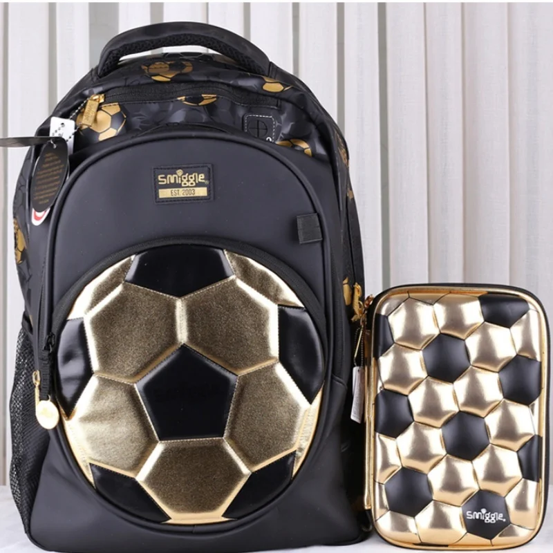 Australian Smiggle Gold Football 18th Anniversary Students Lightweight Large Capacity Backpack Water Cup Pen Bag Gift