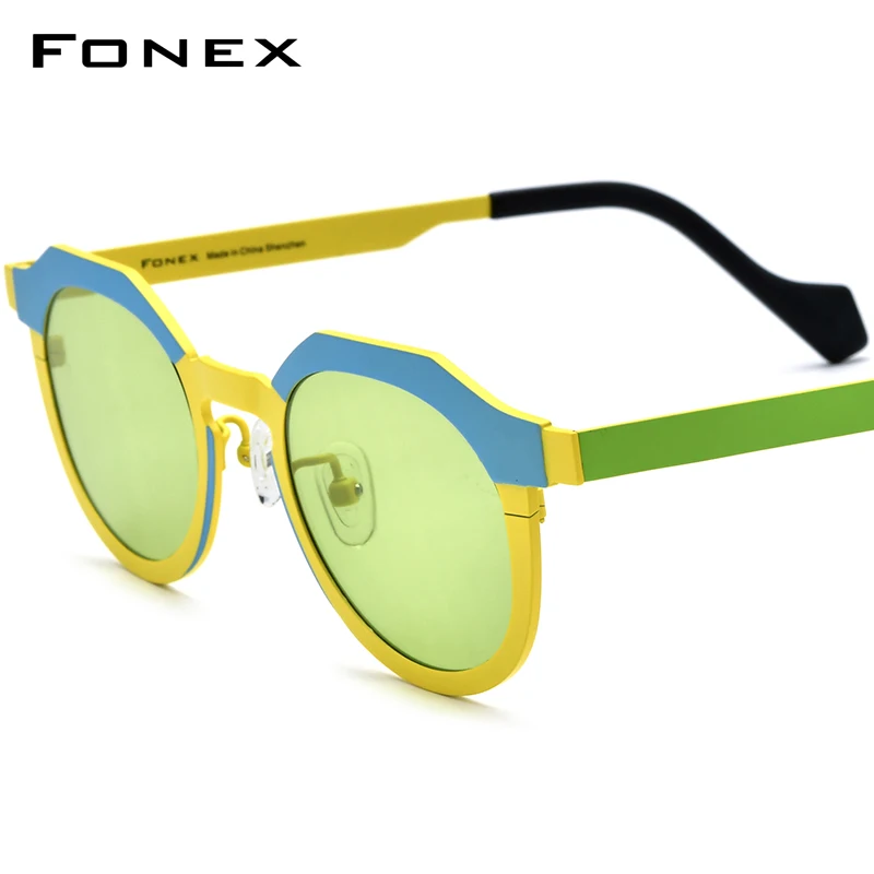 

FONEX Pure Titanium Sunglasses Women 2024 New Retro Vintage Cat Eye Polarized Sun Glasses UV400 Men Shades F85797T