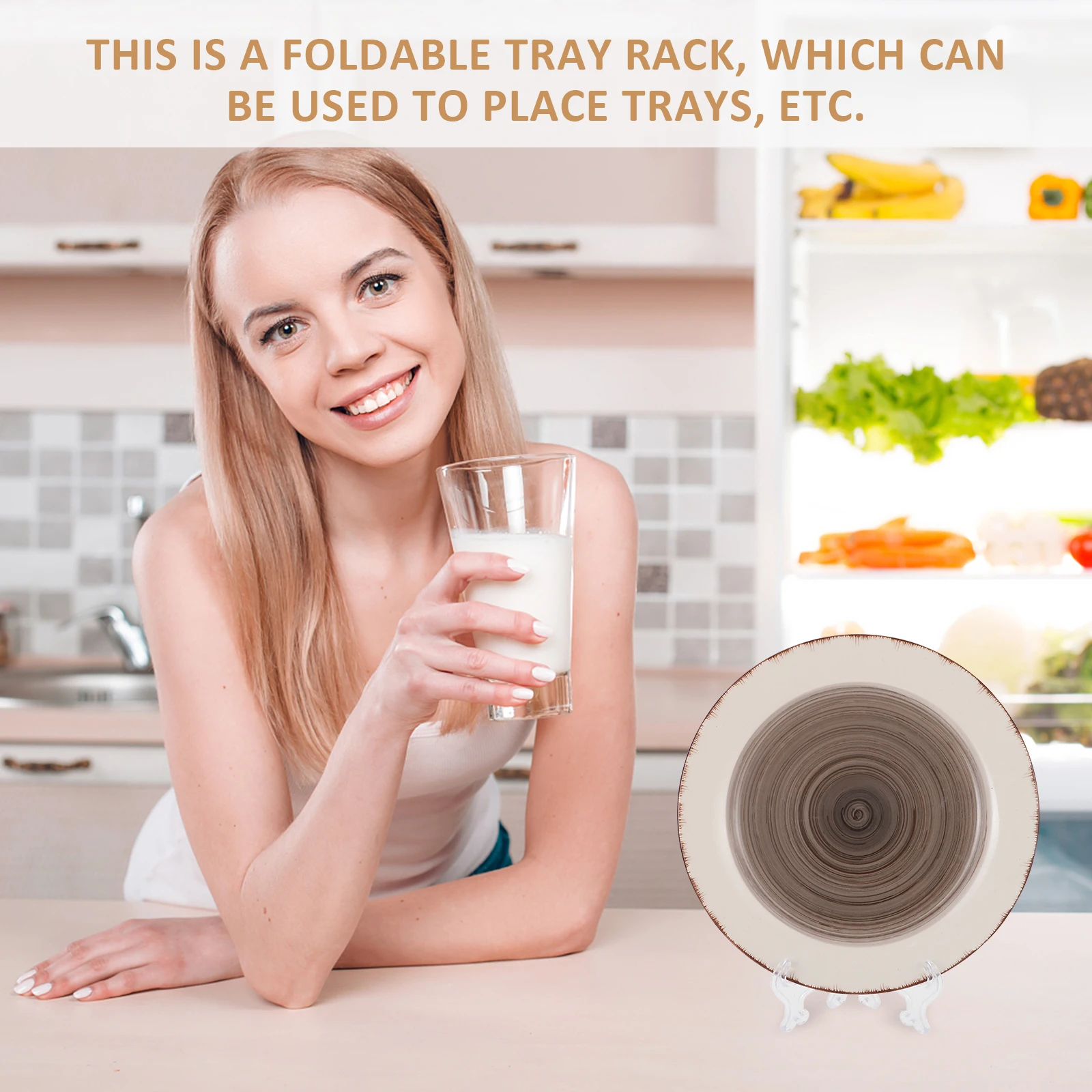 

12pcs Foldable Transparent Plate Holders Easel Stand 5 Inch Plastic Display Rack Kitchen Hotel Storage ganizer