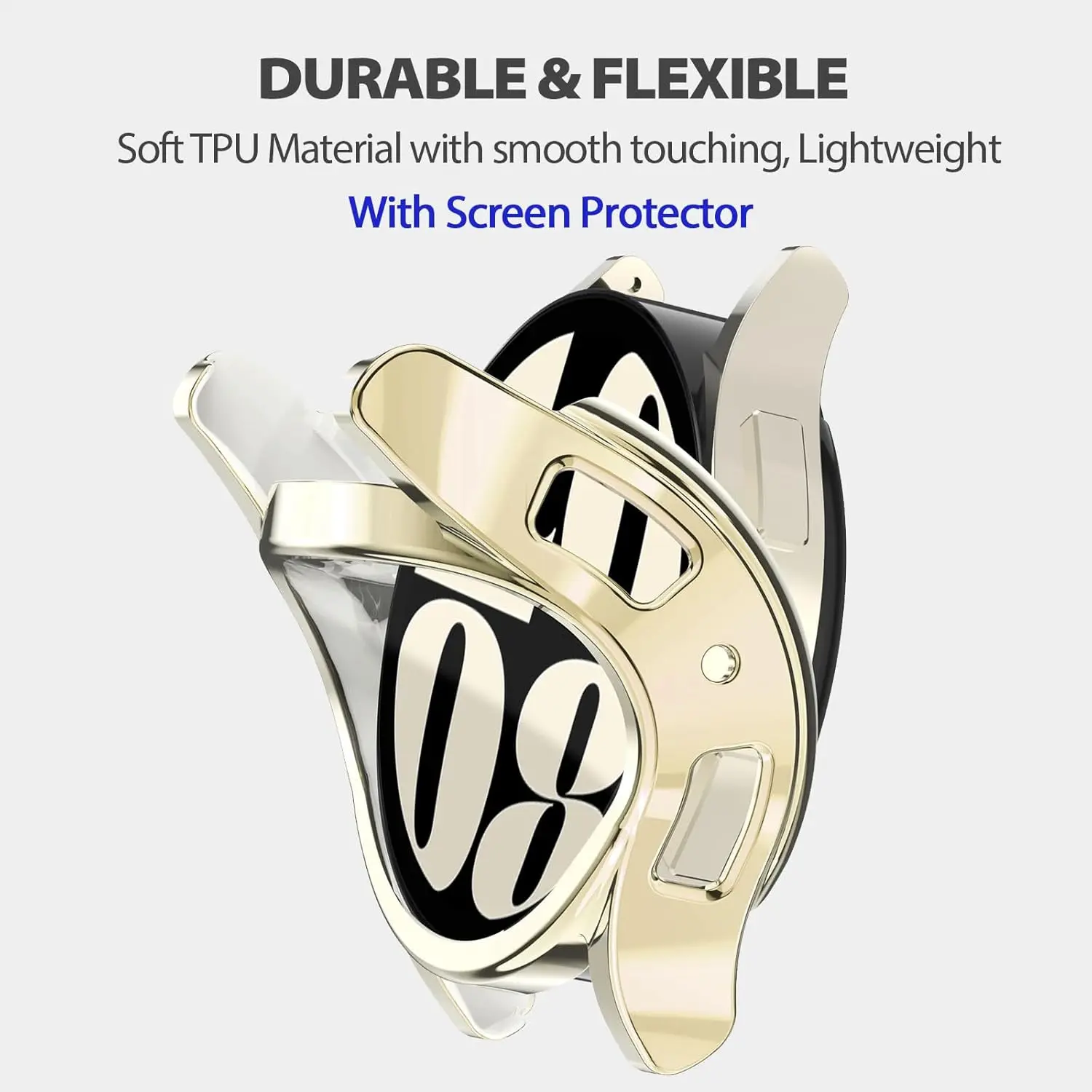 Case for Samsung Galaxy Watch 6 40mm 44mm,TPU Screen Protector All-Around Bumper Shell for Galaxy watch 6 44mm 40mm Cover.