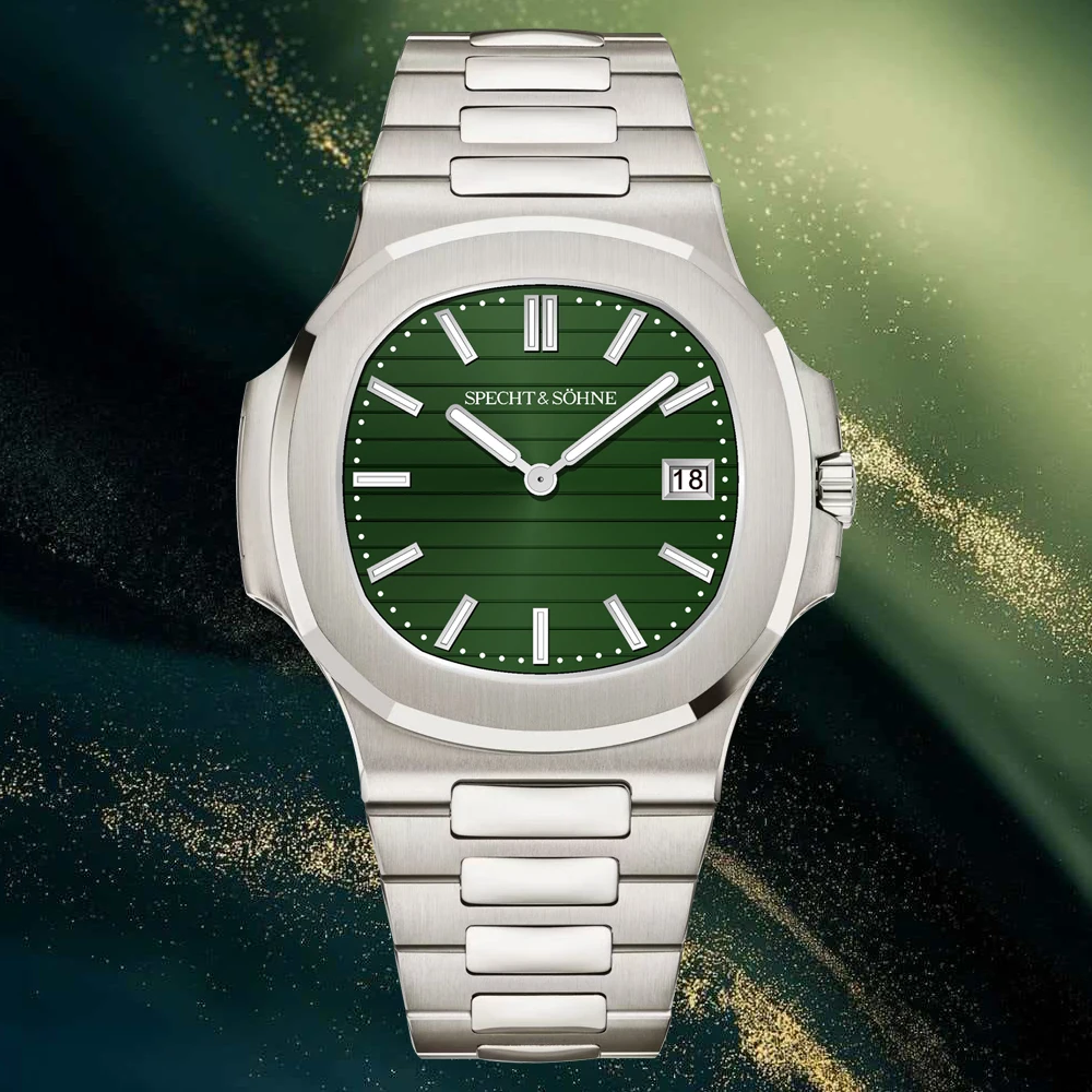 Specht & Söhne New Classic 5711 Watch Ultra Thin Stainless Steel Watch Green Color Sapphire Crystal 50M Waterproof Reloj Hombre