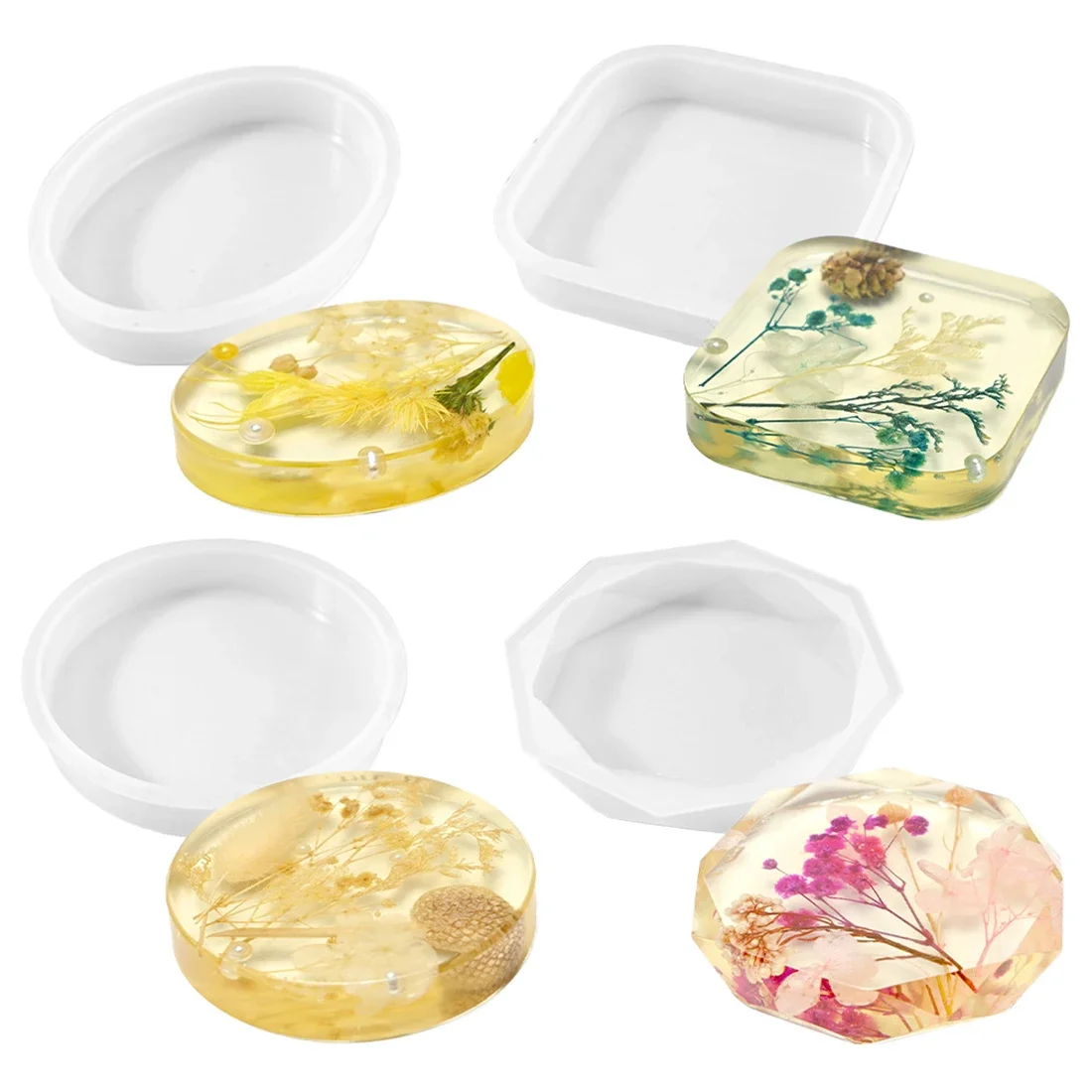 

DIY Base Crystal Epoxy Resin Silicone Mold Round Square Oval Shape Resin Mold Tray Crafts Ornaments Home Decor
