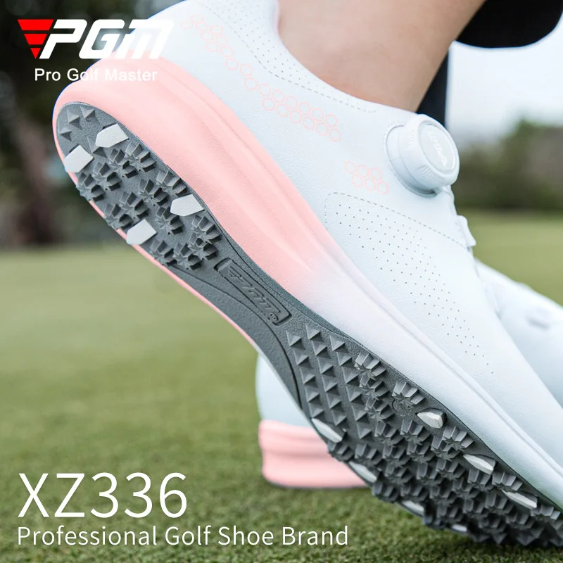 PGM Sepatu Golf Cherry Blossom Sepatu Kets Tahan Air Wanita Sepatu Tiup Nyaman Kenop Ringan Anti Selip Samping