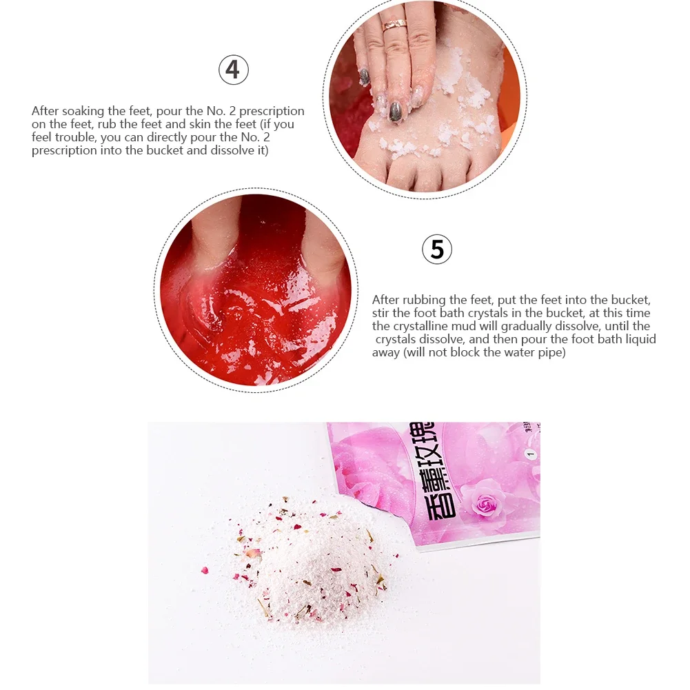 10 قطعة فقاعة الورد حمام مسحوق حمام القدم كريستال حمام القدم كريستال الطين الجسم القدم الملح سبا تقشير حمام الطين سبا باديكير