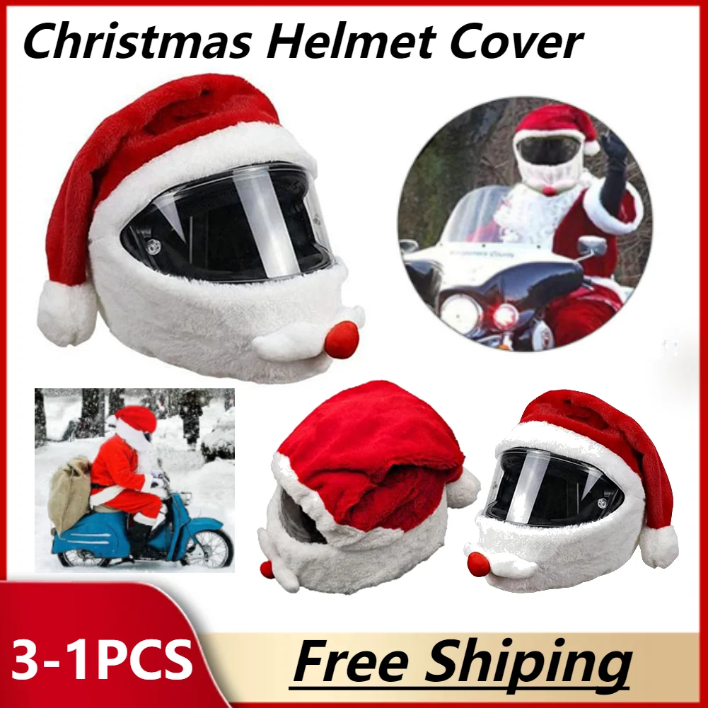 

Santa Cycling Helmet Christmas Motorcycle Helmet Cover Full Face Safe Hat Santa Claus Racing Cap Merry Christmas Decoration Gift