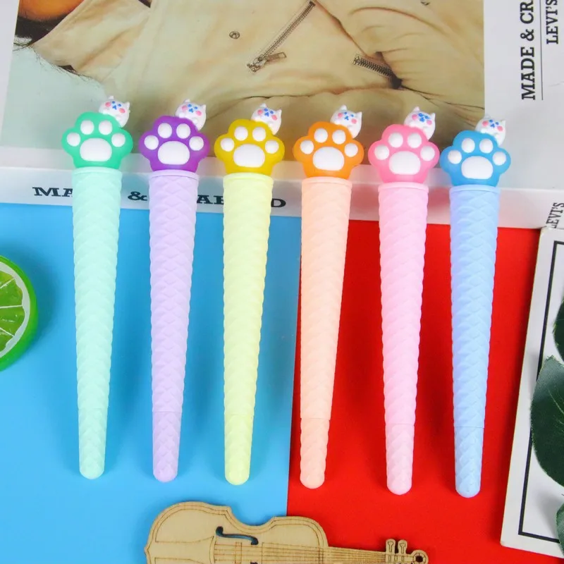36PCS Macaron Cat Claw Gender-neutral Pen Cute Cone Ice Cream Styling Pen Cartoon Stationery Student Writing Fountain Pen