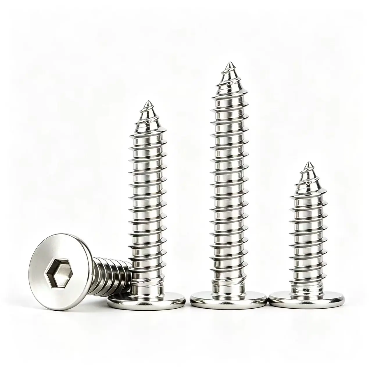 CA 304 Stainless Steel Large Flat Head Plum Tapping Screw Thin Head Star Pointed Tail Wood Screw M2-M5