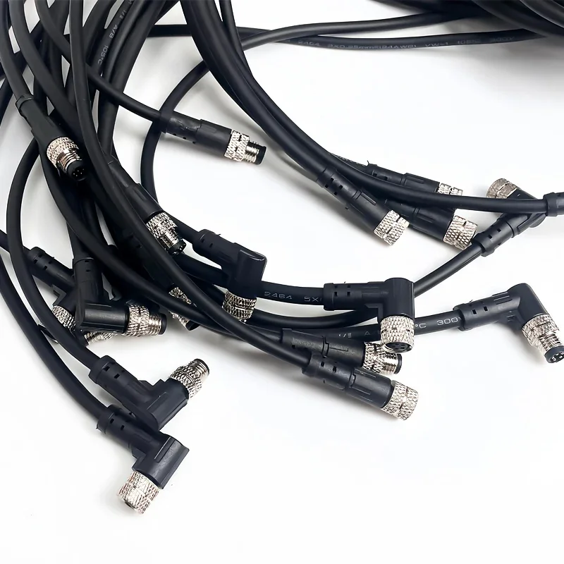 2Meters M8 Male & Female Sensor Connector, 3-8 Pin Waterproof Plug, Integrated Injection Molding for Industrial Applications