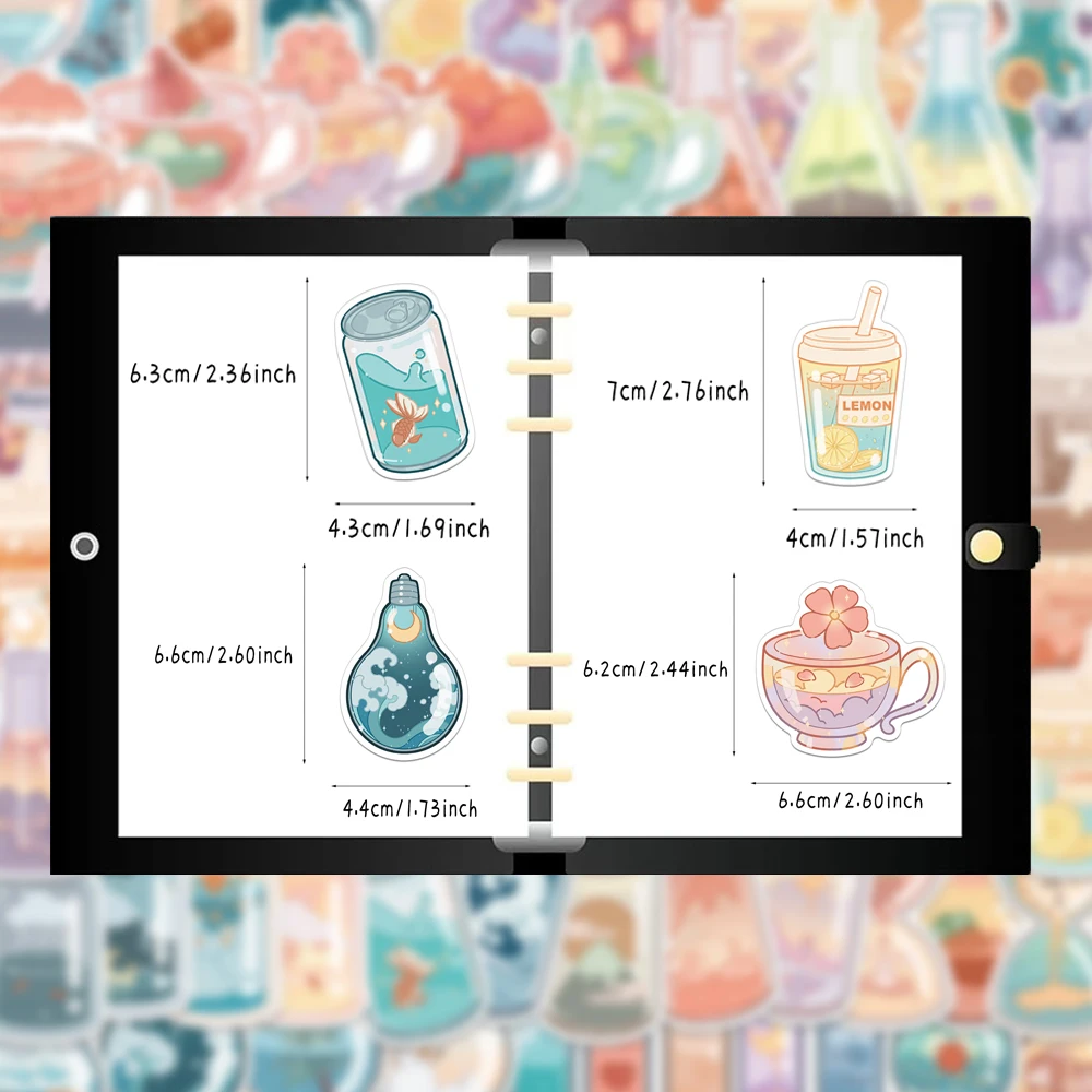 50PCS Creative Bottles Cute Cartoon Stickers Phone Case Decoration DIY Phone Case Notebook Water Cup Waterproof Stickers