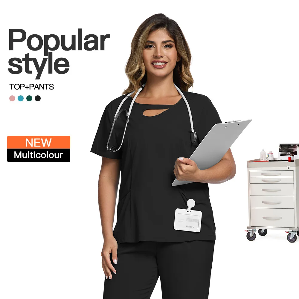 Beauty Workwear Women Medical Nurses Uniform Surgical Scrubs Set Spa Top Pants Clinic Carer Clothes Nursing Uniforms Jogger Suit view 4