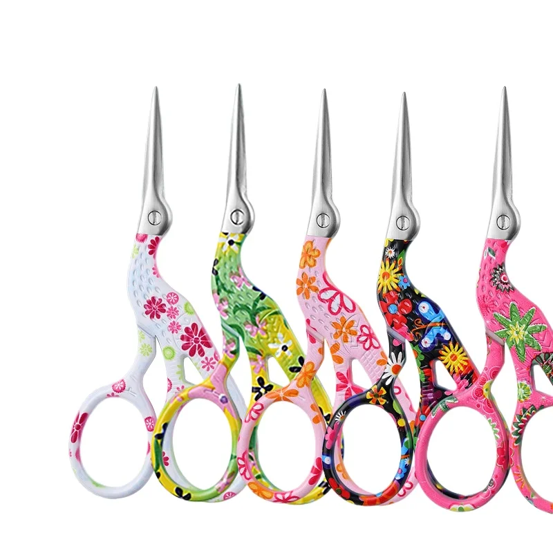 Crane shaped stainless steel colorful phoenix scissors, retro creative Needlework scissors  embroidery Sewing scissors