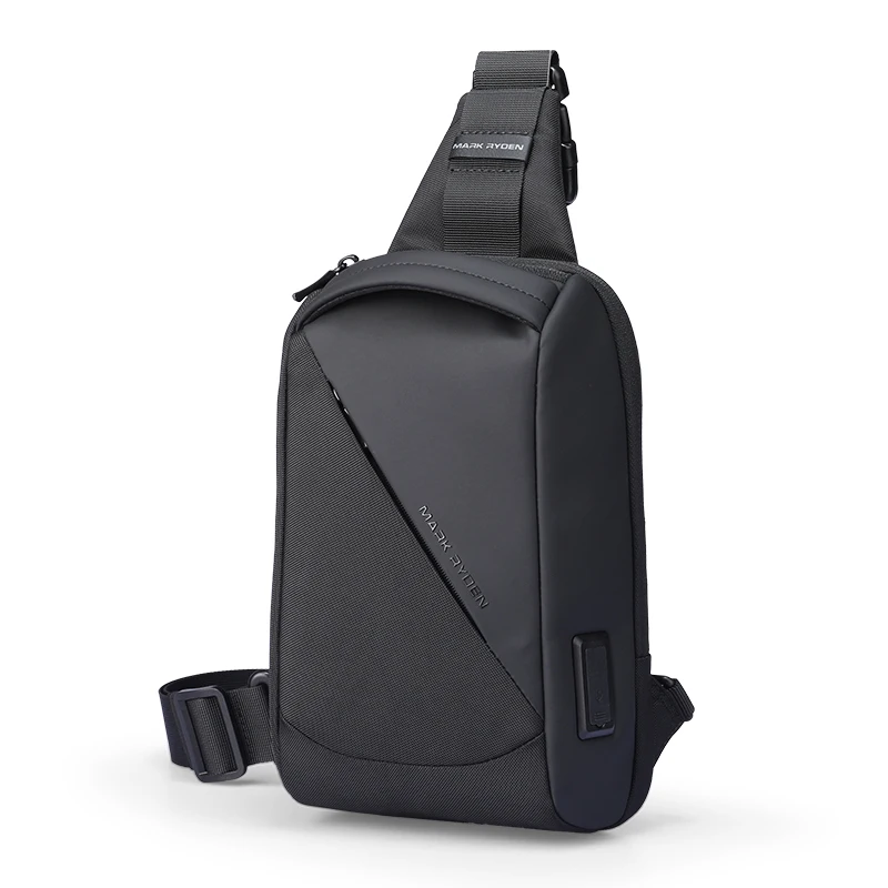 Mark Ryden Men's Chest Bag, Cycling Bag, Casual and High-End Travel Waist Bag, Single Shoulder Crossbody USB Charging Bag
