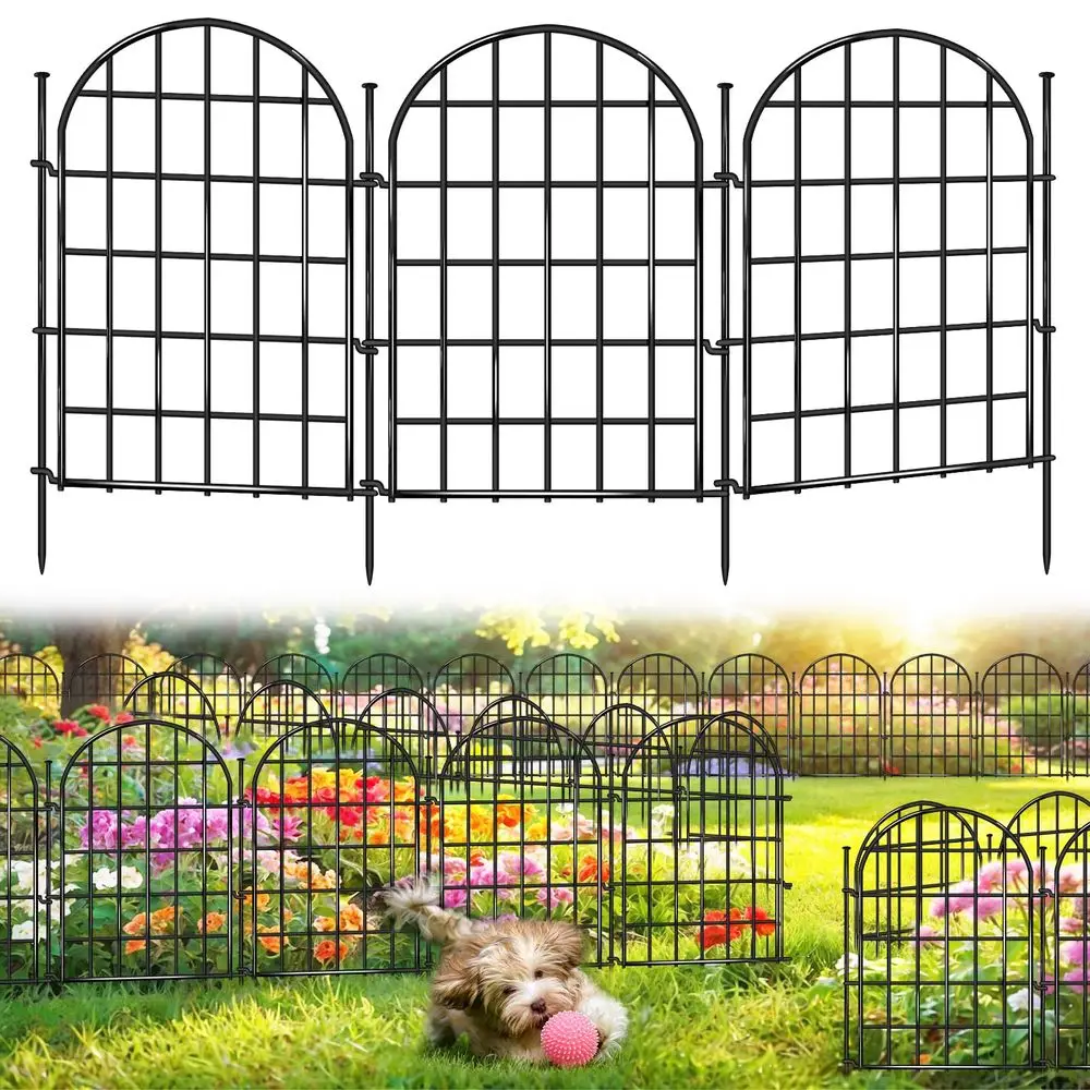 

ftL x 22 inH Garden Fence, 30 Panels Arched No Dig Fence, Decorative Animal Barrier Fencing with Ground Stake, Rustproof Metal