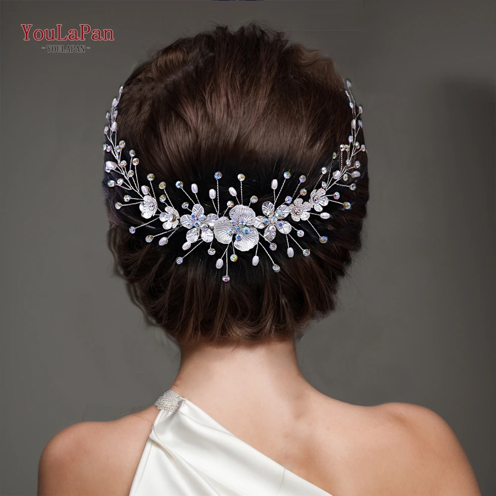 YouLaPan Handmade Bridal Hair Comb Wedding Alloy Flower Headwear Bridesmaid Hair Ornament Women Dancing Party Headband HP567