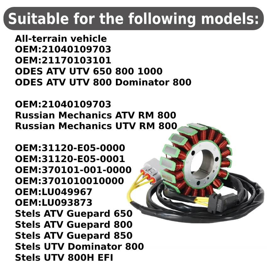 UTV ATV Stator Generator Coil OEM 21040109703 21170103101 For ODES 650 800 1000 Dominator 800 Magneto Charging Stator Assembly