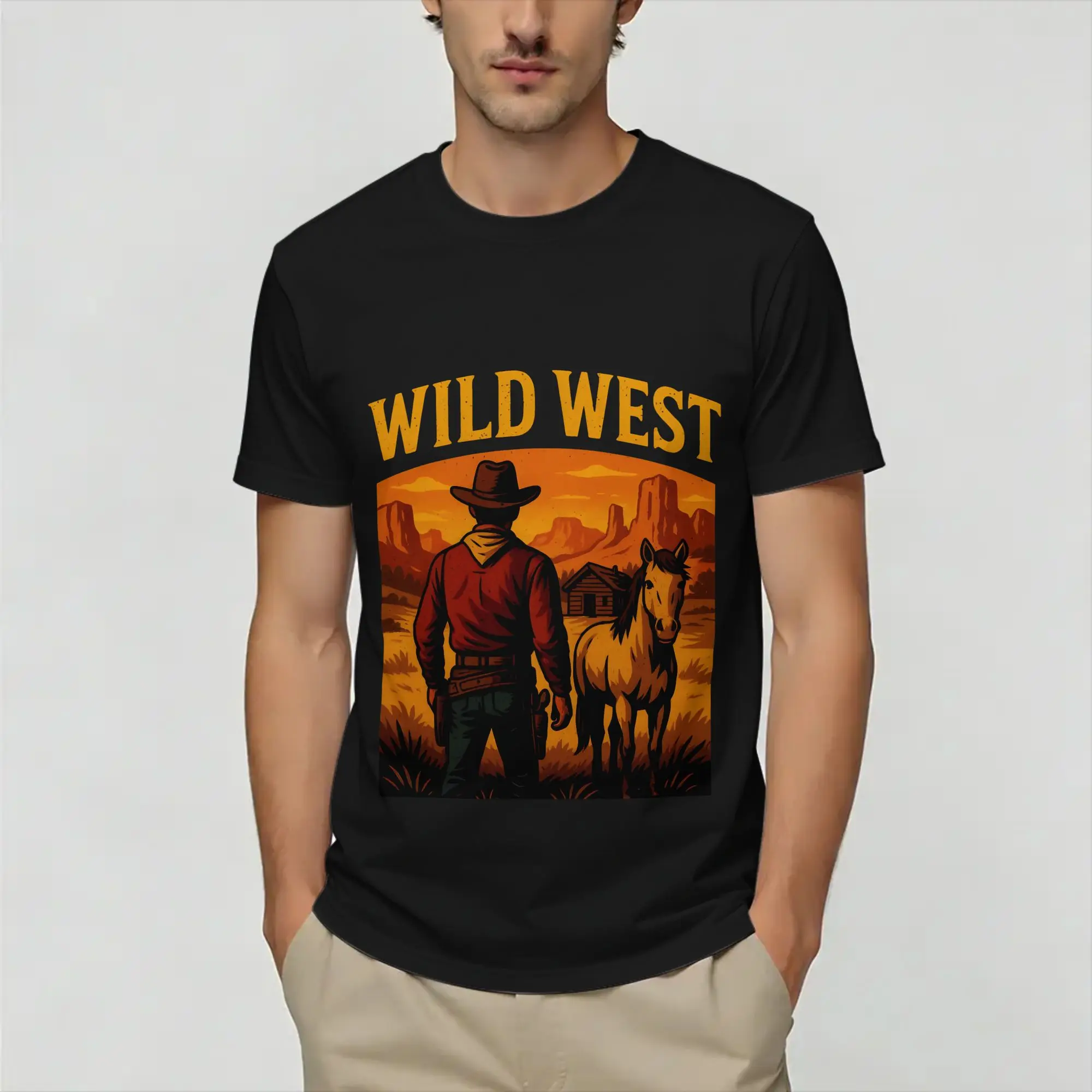 Red Dead Redemptions  T-Shirt Summer  100 Cotton T Shirts For Male Harajuku Print Tshirt Short-Sleeve Vintage Tops