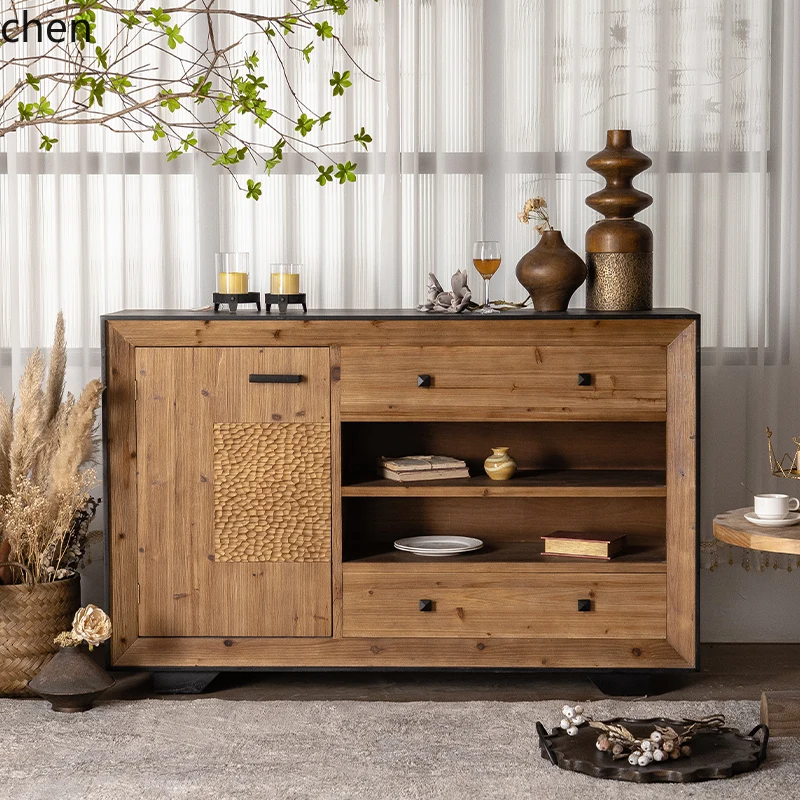 

HXL retro old dining side cabinet household living room tea cabinet homestay entrance cabinet
