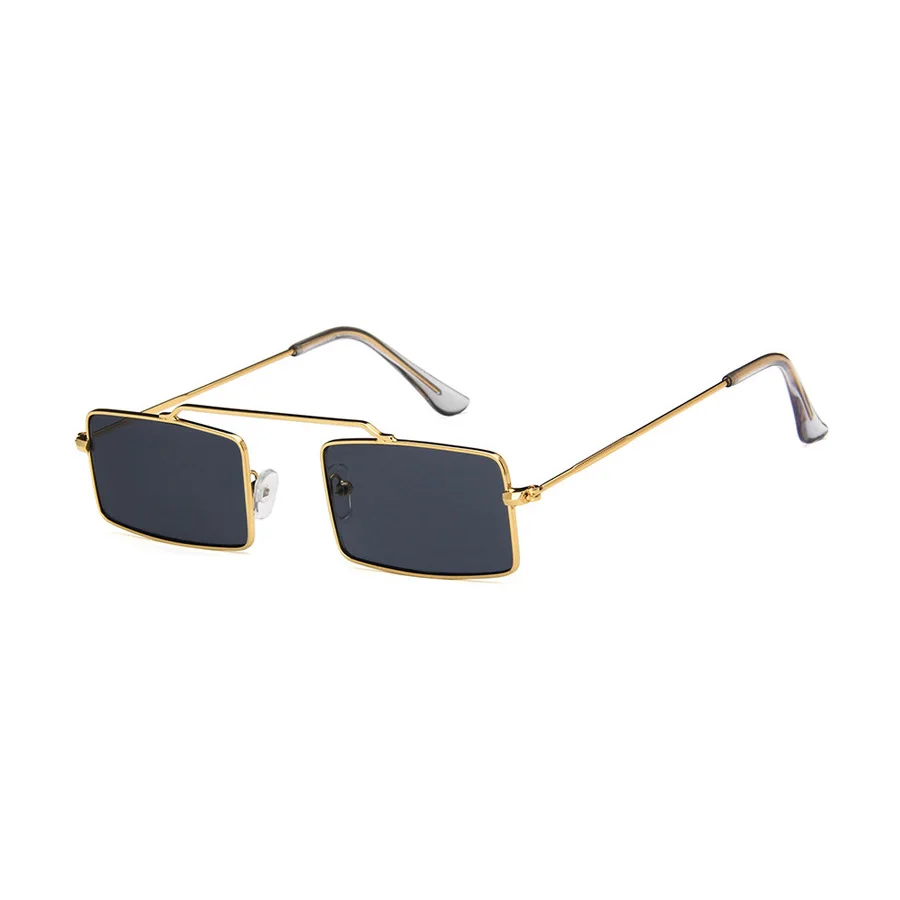 Shonemes Rectangle Sunglasses Vintage Single Bridge Women Sun Glasses Tiny Frame Outdoor UV400 Shades Gold Grey Green for Female