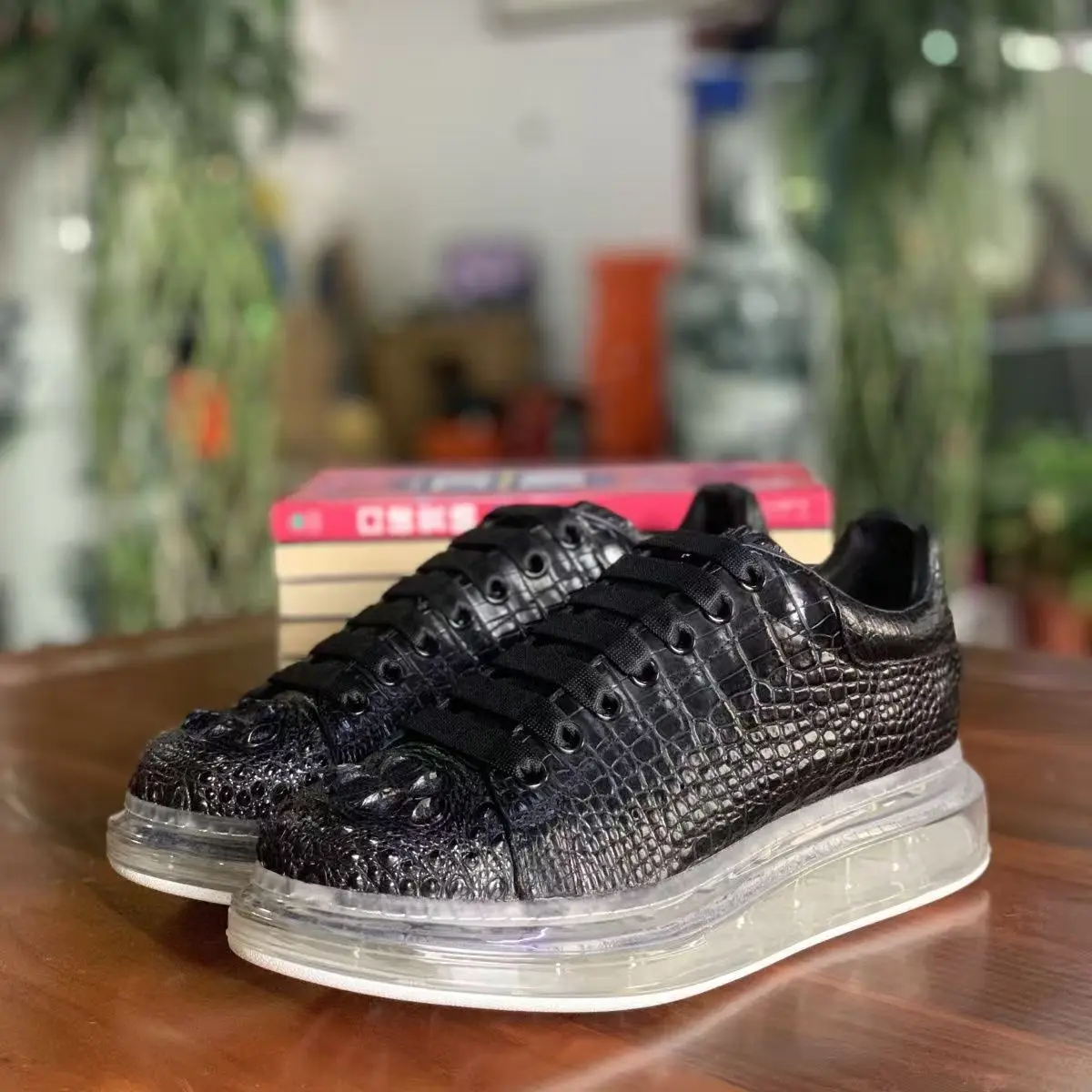 2026 new arrival Fashion Crocodile Skin causal shoes men,male Genuine leather sneakers pdd532