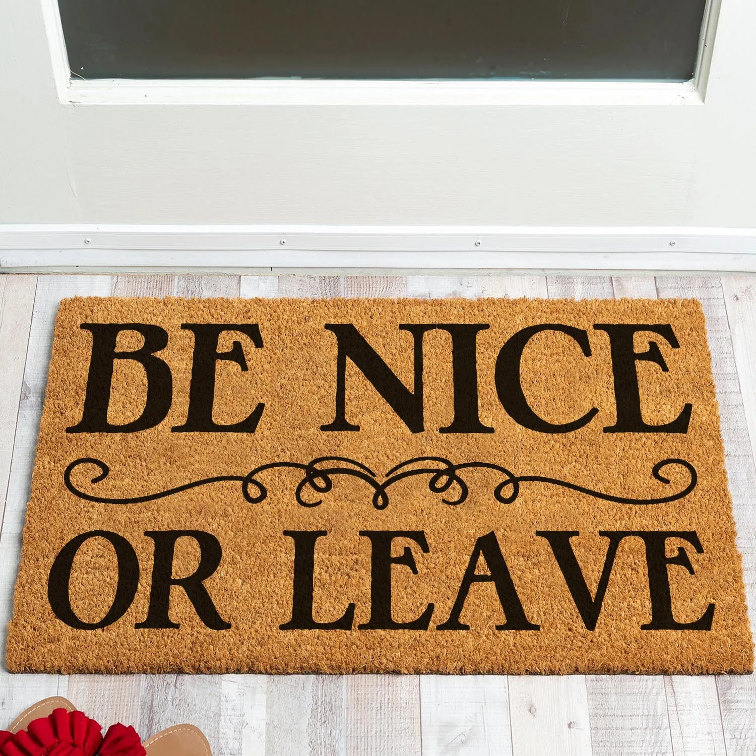 Funny Welcome Coir Doormat Be Nice Or Leave Welcome Front Porch Decor Doormat For The Entrance Way Indoor&Outdoor Rugs