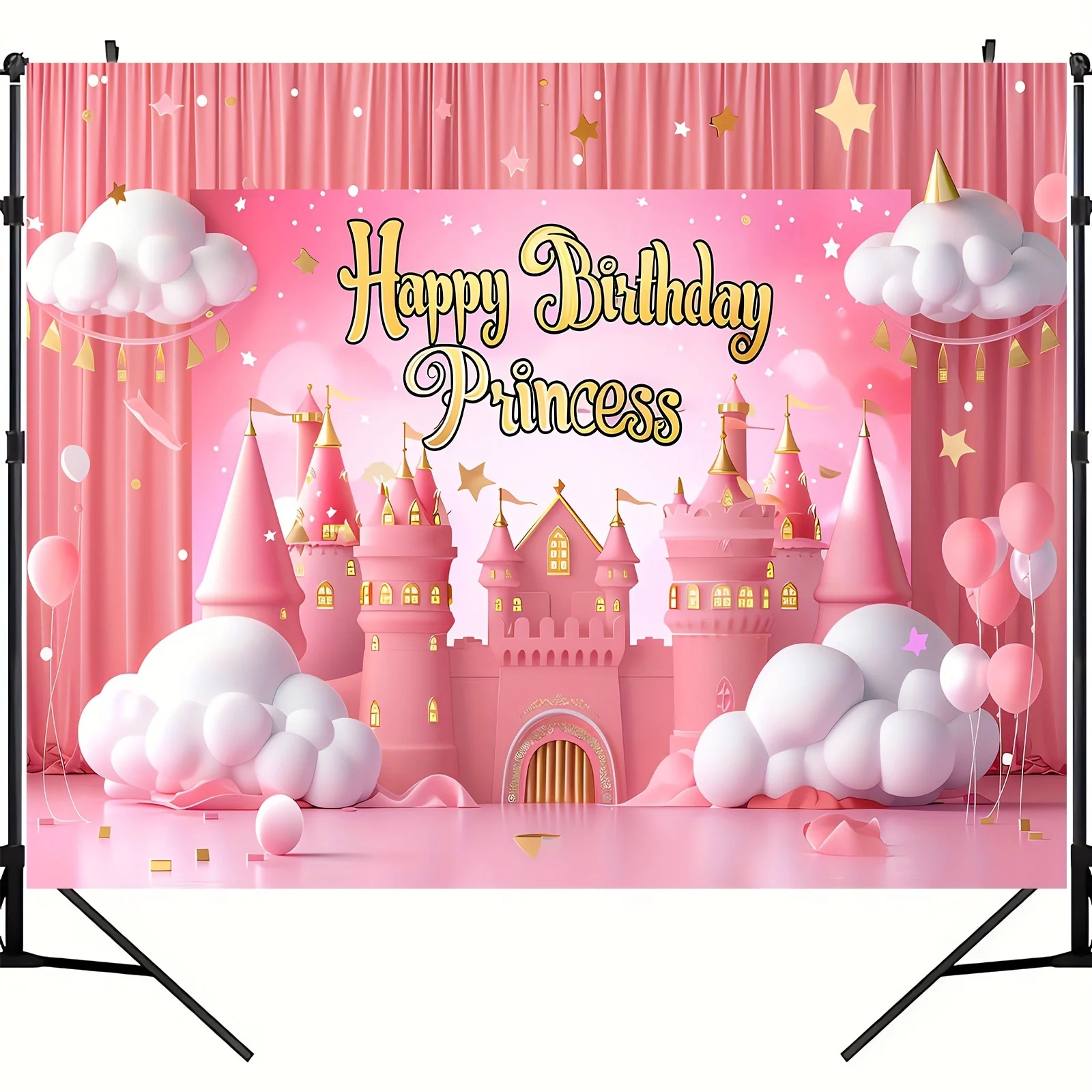 Royal Pink Dream Castle Princess Birthday party background photo Background Shower Photo studio stall background