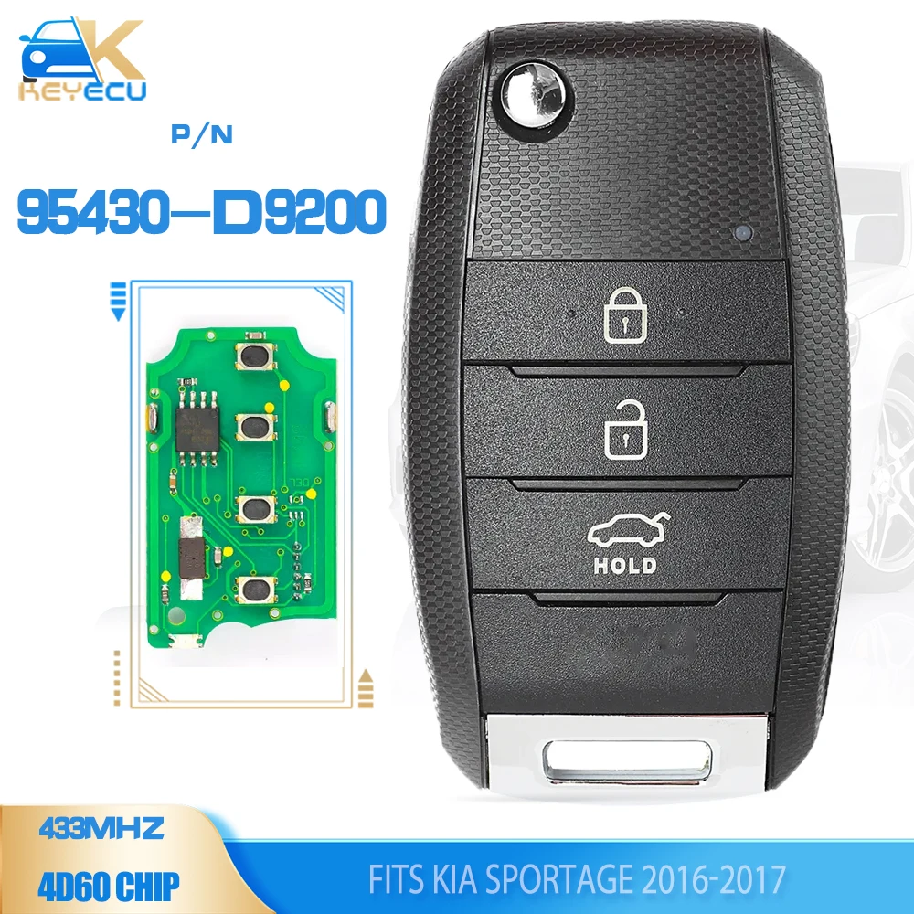 KEYECU P/N: 95430-D9200 ulepszony pilot zdalnego sterowania 3 przycisk 433MHz ID60 6F Chip dla KIA Sportage 2016 2017 kluczyk