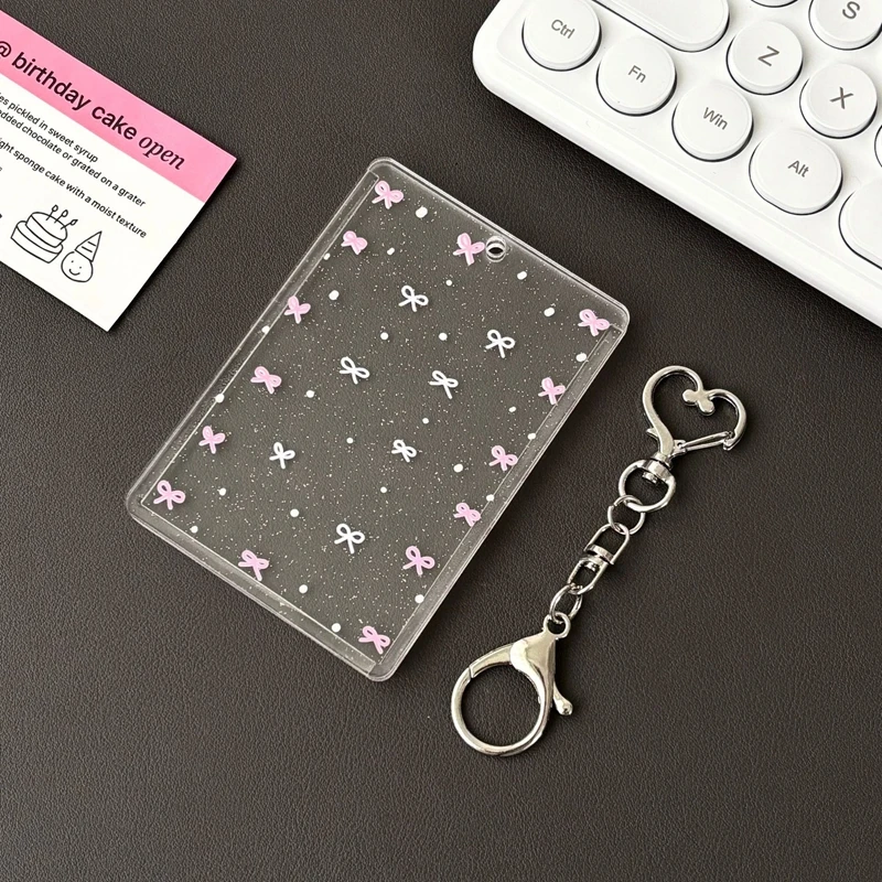 New Ins Snowflake Star Transparent Card Holder Glitter Acrylic Bus Card Bank ID Card Film Protective Display Sleeves Pendant