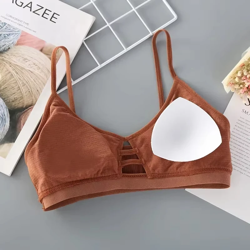 1PC Women's Sexy Cotton Sports Bra Tube Top Hollow Seamless Wireless Push-Up Bralette for Active Lingerie image 6