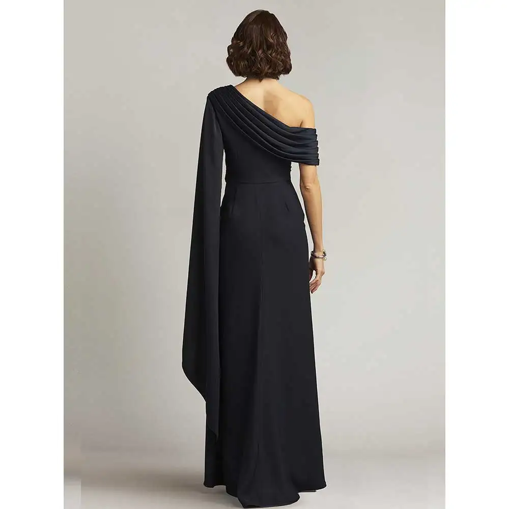 YUMDI Gothic Black Ball Evening Gown Long Elegant Ladies Formal Satin Dress Sexy High Slit Cocktail Dress One-shoulder Smock